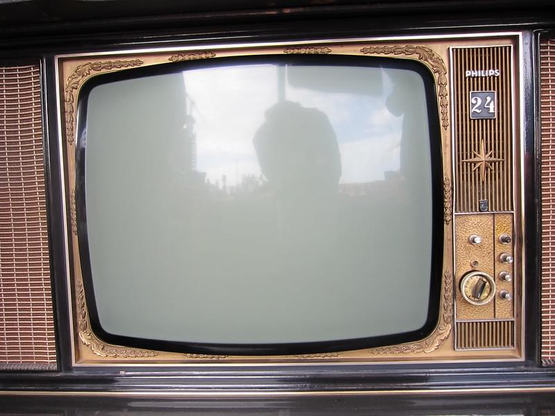 An old cathode ray tube TV