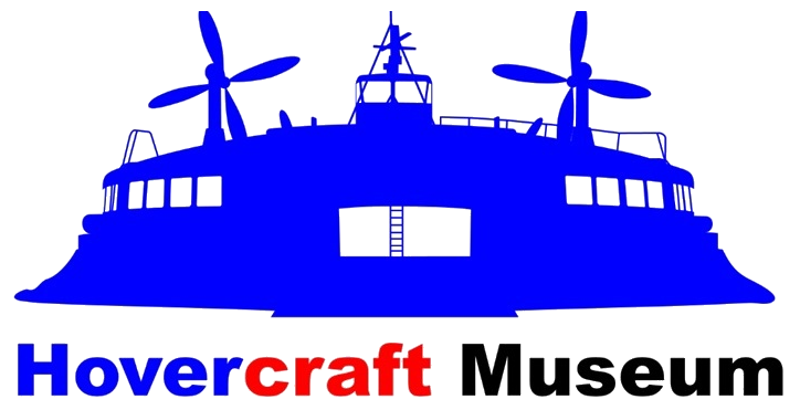 The Hovercraft Museum Logo - A silouetted hovercraft in blue with Hovercraft Museum written below